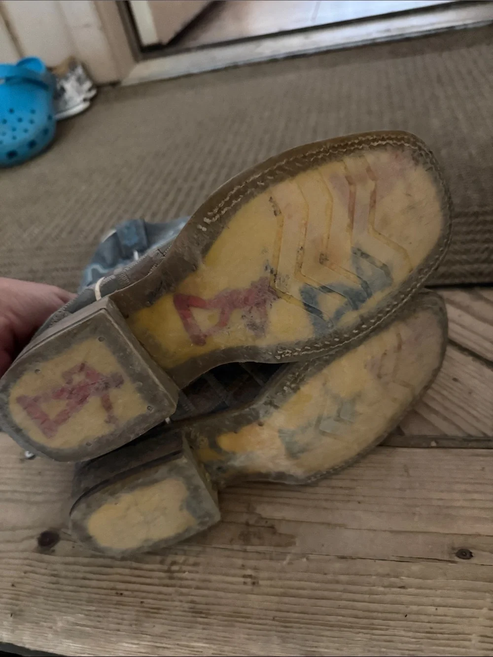 Kids Tin Haul Western Patchwork Leather Boots - Blue/Tan